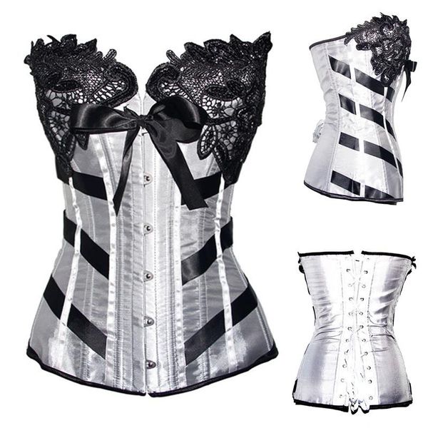 bustiers & corsets black&white women strapless satin lace up corset bustier overbust
bustiers & corsets black&white women strapless satin lace up corset bustier overbust
