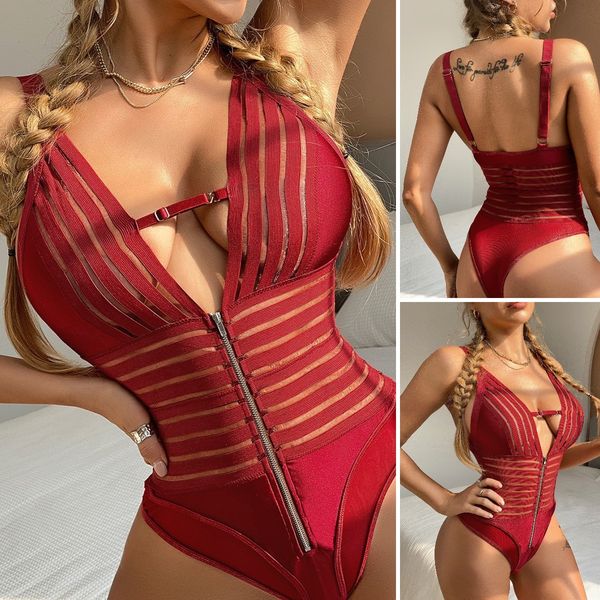 in stock women lingerie ladies sleepwear lightweight see-through webbing front zipper bodysuit one-piece underwear, Black;red
in stock women lingerie ladies sleepwear lightweight see-through webbing front zipper bodysuit one-piece underwear, Black;red