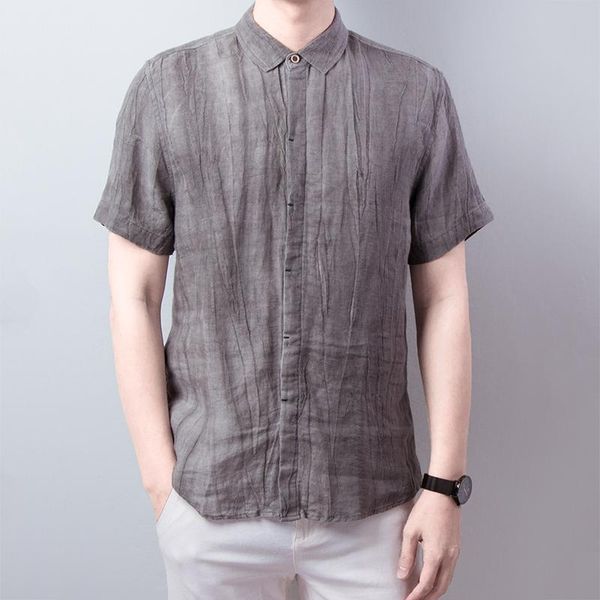 men's casual shirts men short sleeve shirt single breasted turn down collar linen japan slim fit minimalist business style, White;black
men's casual shirts men short sleeve shirt single breasted turn down collar linen japan slim fit minimalist business style, White;black
