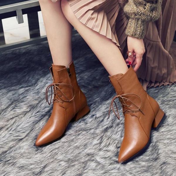 boots 2021 fashion short woman ankle pointed toe lace up women winter shoes low thick heel side zipper black brown
boots 2021 fashion short woman ankle pointed toe lace up women winter shoes low thick heel side zipper black brown