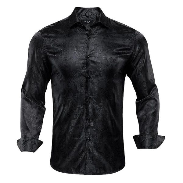 men's casual shirts hi-tie black solid paisley floral mens silk shirt long sleeve for men jacquard male business party wedding dress, White;black
men's casual shirts hi-tie black solid paisley floral mens silk shirt long sleeve for men jacquard male business party wedding dress, White;black