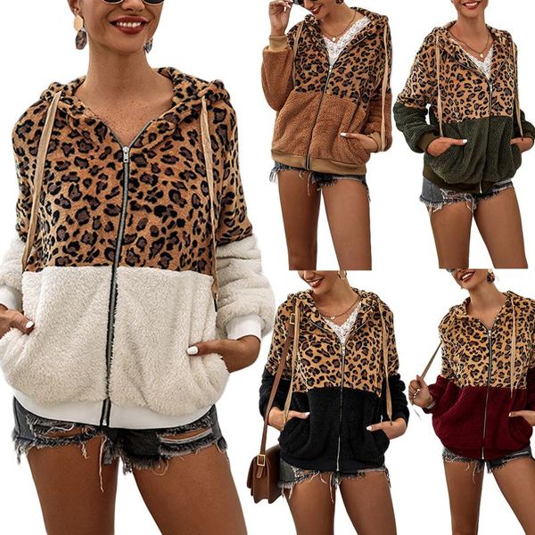 women's jackets women autumn jacket, leopard print stitching fleece hooded long sleeve zipper-front coat, Black;brown
women's jackets women autumn jacket, leopard print stitching fleece hooded long sleeve zipper-front coat, Black;brown