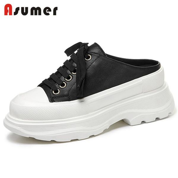 slippers asumer 2021 est genuine leather shoes women casual slipper lace up round toe comfortable fashion flat platform ladies, Black
slippers asumer 2021 est genuine leather shoes women casual slipper lace up round toe comfortable fashion flat platform ladies, Black