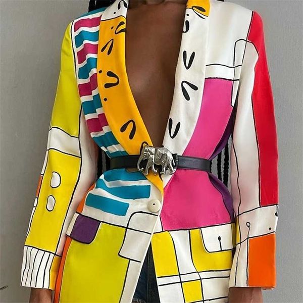 women blazer shawl lapel long sleeve abstract graffiti color fashion slim loose (no belt ) 211122, White;black
women blazer shawl lapel long sleeve abstract graffiti color fashion slim loose (no belt ) 211122, White;black