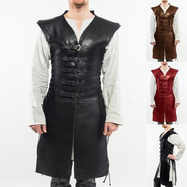 men's jacket steampunk retro pu vest gothic victorian uniform medieval single breasted vest stage performance opera costume, Black;white
men's jacket steampunk retro pu vest gothic victorian uniform medieval single breasted vest stage performance opera costume, Black;white