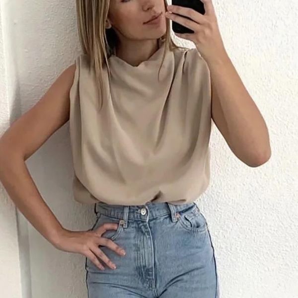 women's blouses & shirts female chic summer women elegant stand collar soft casual fashion ladies solid color loose, White
women's blouses & shirts female chic summer women elegant stand collar soft casual fashion ladies solid color loose, White
