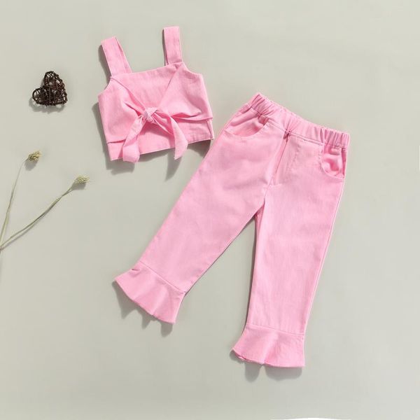 clothing sets 1-6 years kids girl clothes set summer solid color sleeveless off shoulder lace-up tank + flared trousers girls pink outfi, White
clothing sets 1-6 years kids girl clothes set summer solid color sleeveless off shoulder lace-up tank + flared trousers girls pink outfi, White