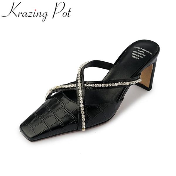 sandals krazing po fashion cow leather square toe crystal summer shoes slingback high heels slip on mules concise women l25, Black
sandals krazing po fashion cow leather square toe crystal summer shoes slingback high heels slip on mules concise women l25, Black