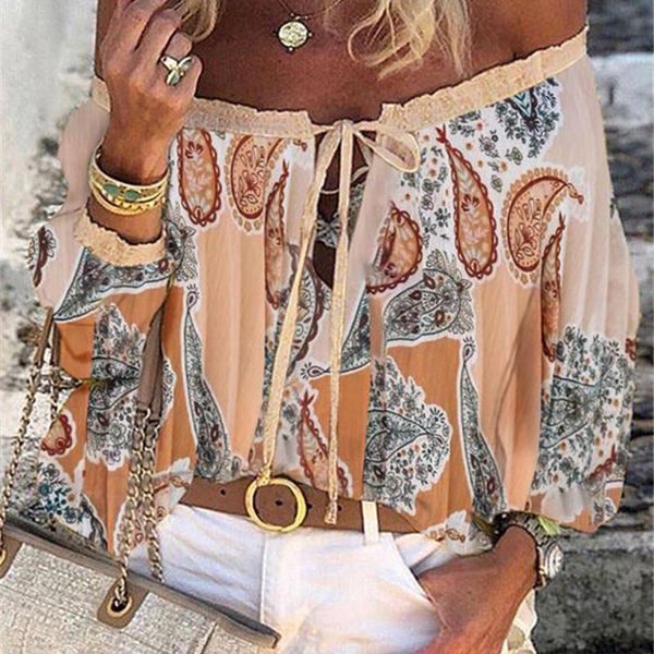women's blouses & shirts 2021 women spring autumn ruffles chiffon tees floral plus size belt off shoulder casual femme blouse shir, White
women's blouses & shirts 2021 women spring autumn ruffles chiffon tees floral plus size belt off shoulder casual femme blouse shir, White