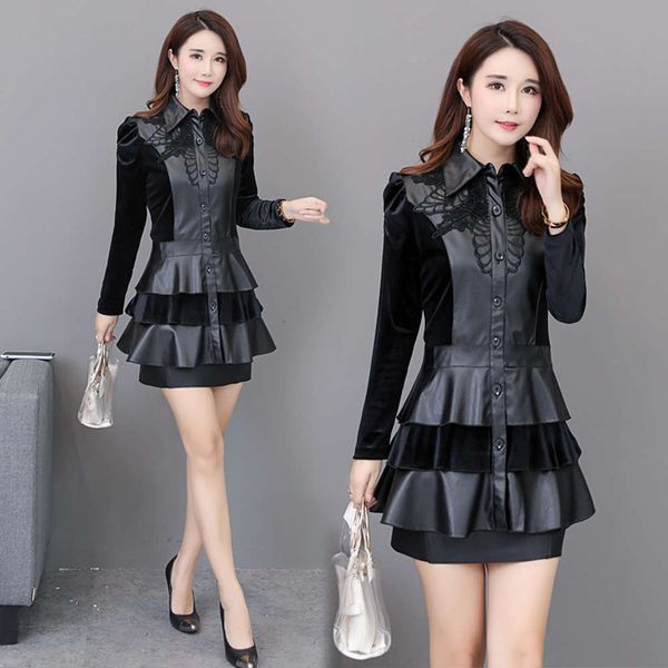 large pu leather patchwork cake skirt autumn dress slim women's windbreaker coat medium length, Tan;black
large pu leather patchwork cake skirt autumn dress slim women's windbreaker coat medium length, Tan;black