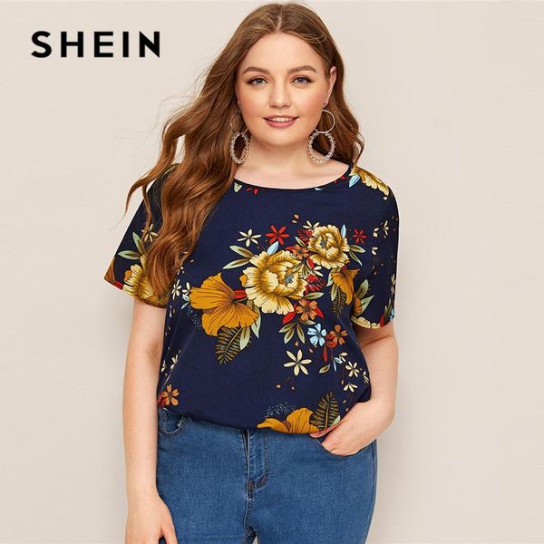 women's blouses & shirts shein plus size navy botanical flower print blouse 2021 women summer floral round neck short sleeve regular sh, White
women's blouses & shirts shein plus size navy botanical flower print blouse 2021 women summer floral round neck short sleeve regular sh, White