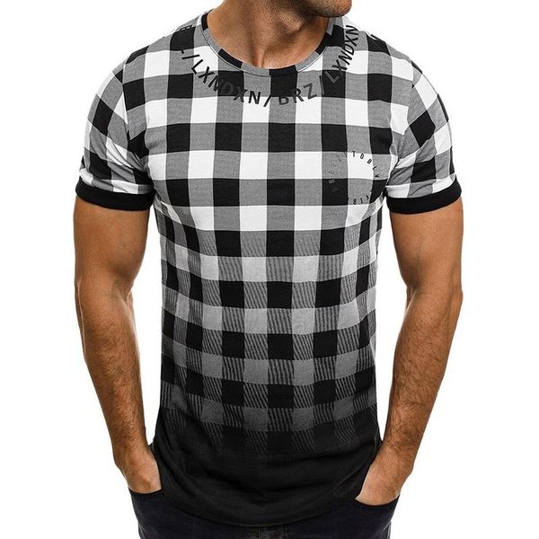 men's t-shirts vogue nice summer men plaid letter printed t shirt fashion patchwork slim t-shirt short sleeve o-neck voguemens, White;black 
men's t-shirts vogue nice summer men plaid letter printed t shirt fashion patchwork slim t-shirt short sleeve o-neck voguemens, White;black