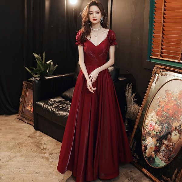 ethnic clothing women deep v-neck burgundy celebrity gown solid engagement dress floor-length maxi elastic sleeve vestidos de festa, Red
ethnic clothing women deep v-neck burgundy celebrity gown solid engagement dress floor-length maxi elastic sleeve vestidos de festa, Red