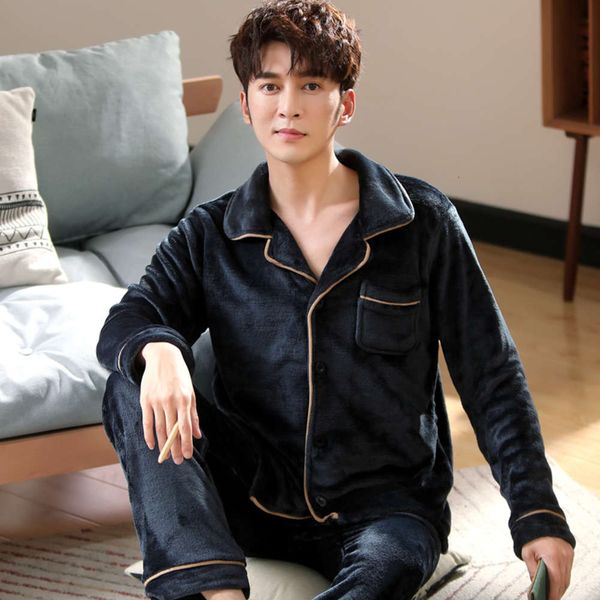 flannel youth leisure home wear pajamas men's autumn and winter long sleeve two piece set, Black;brown
flannel youth leisure home wear pajamas men's autumn and winter long sleeve two piece set, Black;brown