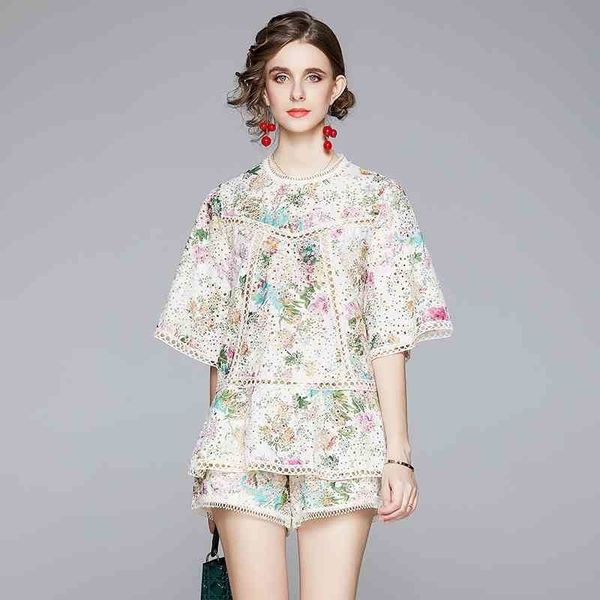 summer embroidery print hollow out two piece set women o neck short sleeve lace a-line blouse and wide leg shorts suits female 210525, White
summer embroidery print hollow out two piece set women o neck short sleeve lace a-line blouse and wide leg shorts suits female 210525, White