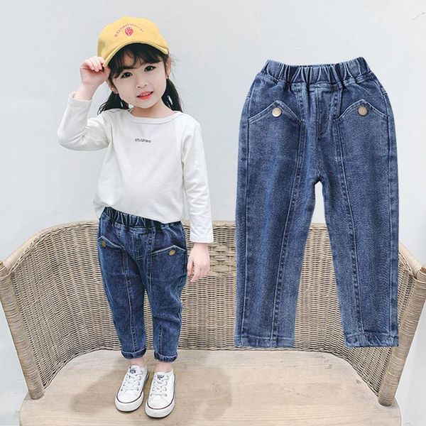 babygirls denim trousers with elastic waist, pocket decoration, loose-fit spring clothing, Blue
babygirls denim trousers with elastic waist, pocket decoration, loose-fit spring clothing, Blue