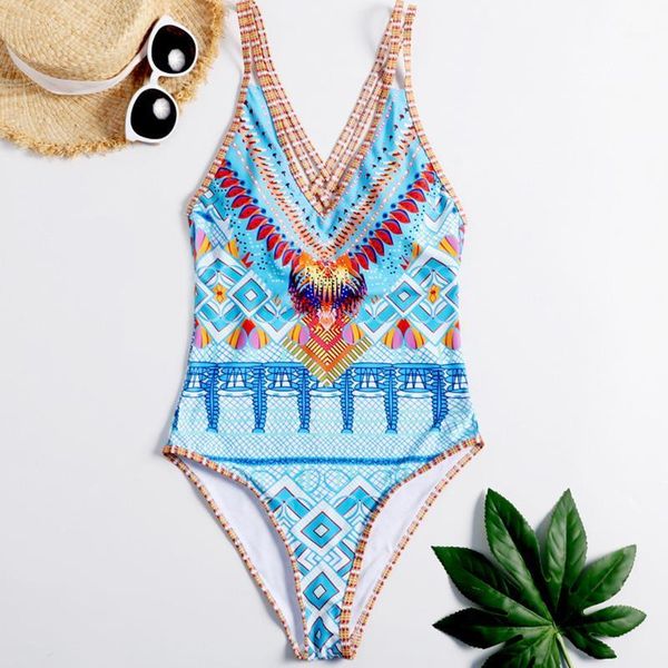 women's swimwear floral print women boho blue high cut out one piece swimsuit backless thong swim suit female bathing monokini, White;black
women's swimwear floral print women boho blue high cut out one piece swimsuit backless thong swim suit female bathing monokini, White;black