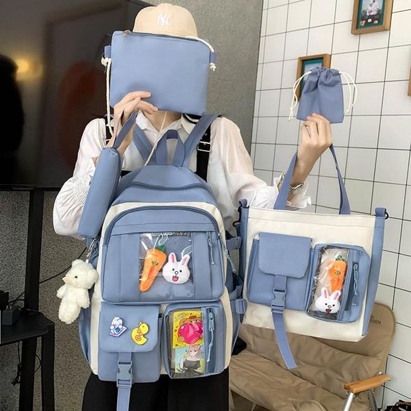 school bags 5-piece set fashion women backpack cute decoration bag for girls large backpacks with many pockets student bookbags 2021
school bags 5-piece set fashion women backpack cute decoration bag for girls large backpacks with many pockets student bookbags 2021