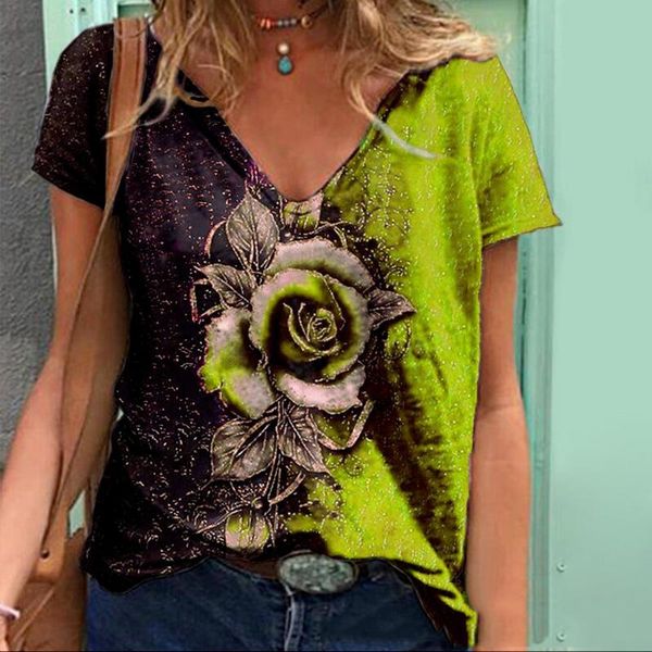 women's t-shirt plus size summer t shirt lady v neck loose female casual beach 3d rose floral print shirts oversized tee mujer camiset, White
women's t-shirt plus size summer t shirt lady v neck loose female casual beach 3d rose floral print shirts oversized tee mujer camiset, White