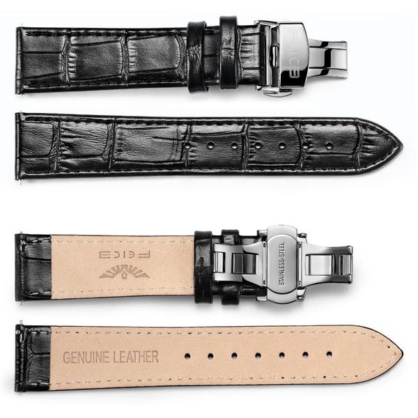 watch bands feice leather strap 20mm, Black;brown