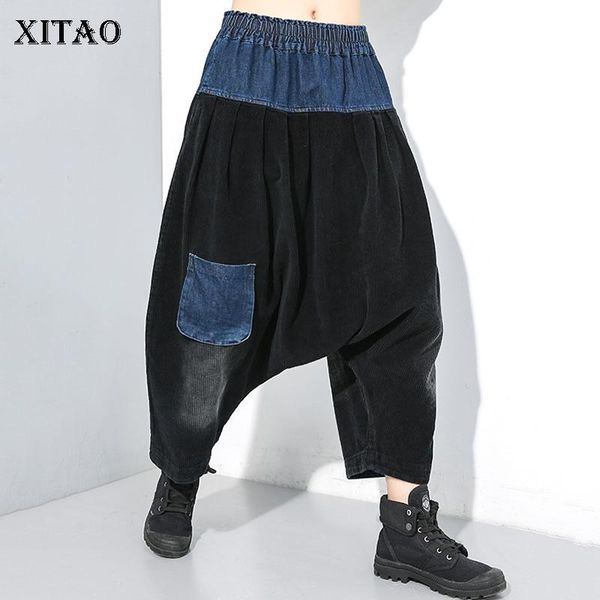 women's pants & capris xitao loose pleated harem fashion 2021 winter elastic waist patchwork minority pocket ankle length xj2898, Black;white
women's pants & capris xitao loose pleated harem fashion 2021 winter elastic waist patchwork minority pocket ankle length xj2898, Black;white