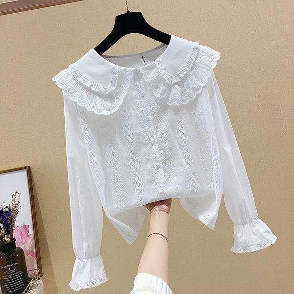 2021 sweet cute peter pan collar single breasted flare sleeve shirt spring new solid women blouses oqvc, White;black
2021 sweet cute peter pan collar single breasted flare sleeve shirt spring new solid women blouses oqvc, White;black