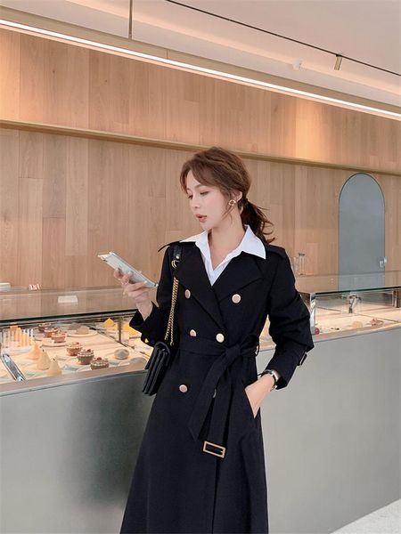 women's trench coats fashion temperament lapel coat large size 2021 slim loose windbreaker ladies autumn with belt f2161, Tan;black
women's trench coats fashion temperament lapel coat large size 2021 slim loose windbreaker ladies autumn with belt f2161, Tan;black