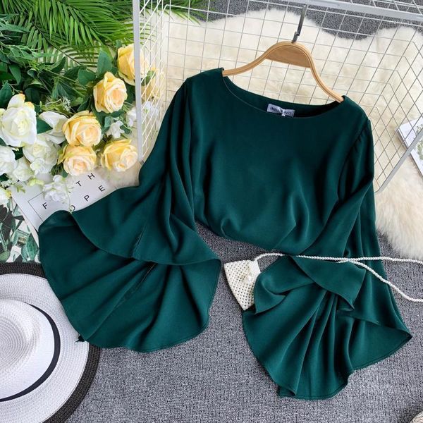 women's blouses & shirts 2021 summer fashion solid big flare sleeves o-neck women blouse sweet shirt modis arrival elegant office lady, White
women's blouses & shirts 2021 summer fashion solid big flare sleeves o-neck women blouse sweet shirt modis arrival elegant office lady, White