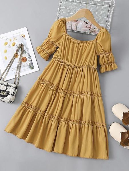 toddler girls gathered sleeve frill trim dress she, Red;yellow
toddler girls gathered sleeve frill trim dress she, Red;yellow