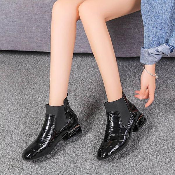 boots women shoes square head elastic band fashion ankle patent leather short plus velvet no.278, Black
boots women shoes square head elastic band fashion ankle patent leather short plus velvet no.278, Black