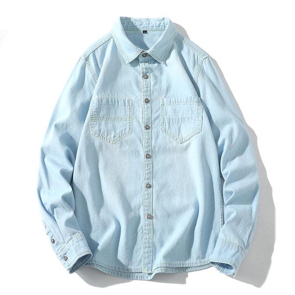men's casual shirts japanese style denim shirt men 2021 spring autumn loose comfortable cotton washed vintage classic male jacket women, White;black
men's casual shirts japanese style denim shirt men 2021 spring autumn loose comfortable cotton washed vintage classic male jacket women, White;black