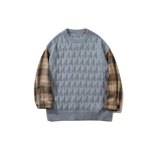 men's sweaters hip hop lattice patchwork long sleeve sweater men harajuku streetwear casual knitted pullover 2021 autumn winter w2304, White;black
men's sweaters hip hop lattice patchwork long sleeve sweater men harajuku streetwear casual knitted pullover 2021 autumn winter w2304, White;black