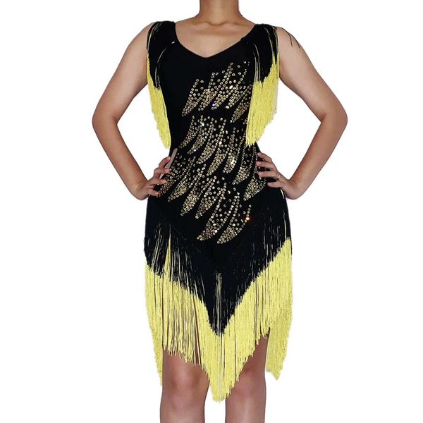 new gold rhinestones tassel beading black dress women birthday celebrate outfit bar dance dress prom performance costume, Black;red
new gold rhinestones tassel beading black dress women birthday celebrate outfit bar dance dress prom performance costume, Black;red
