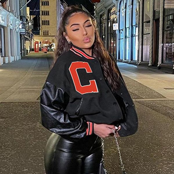 women's jackets 2021 autumn winter black bomber jacket women loose varsity baseball casual y2k letter print fashion cropped coat, Black;brown
women's jackets 2021 autumn winter black bomber jacket women loose varsity baseball casual y2k letter print fashion cropped coat, Black;brown