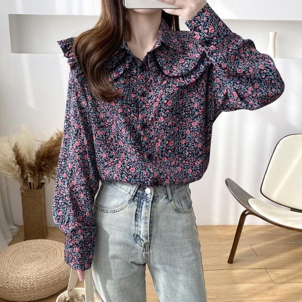 women's blouses & shirts fashion sweet small floral shirt long sleeve loose temperament for women spring summer ladies, White
women's blouses & shirts fashion sweet small floral shirt long sleeve loose temperament for women spring summer ladies, White