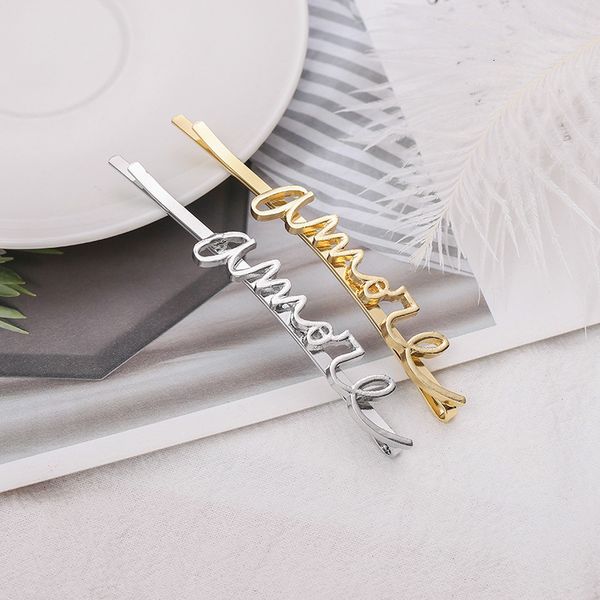 glossy english letter accessories simple women's love letter hairpin alloy headdress edge clip, Golden;silver
glossy english letter accessories simple women's love letter hairpin alloy headdress edge clip, Golden;silver