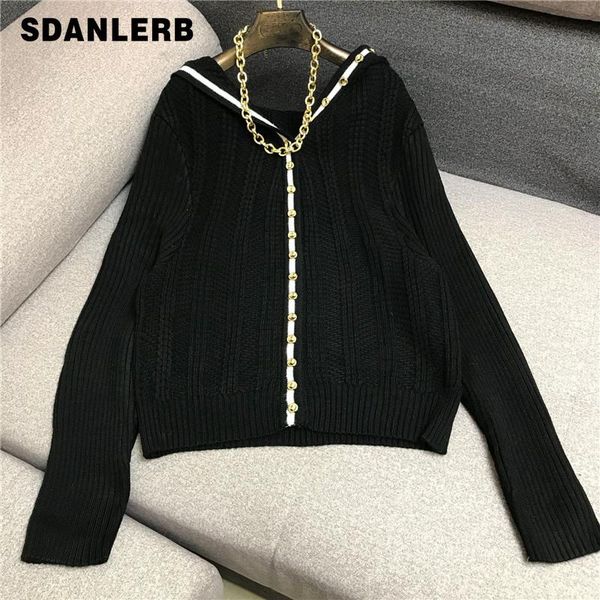 women's knits & tees 2021 spring sweater personality metal chain decorative asymmetric heap pleated design knitted cardigan streetwear, White
women's knits & tees 2021 spring sweater personality metal chain decorative asymmetric heap pleated design knitted cardigan streetwear, White