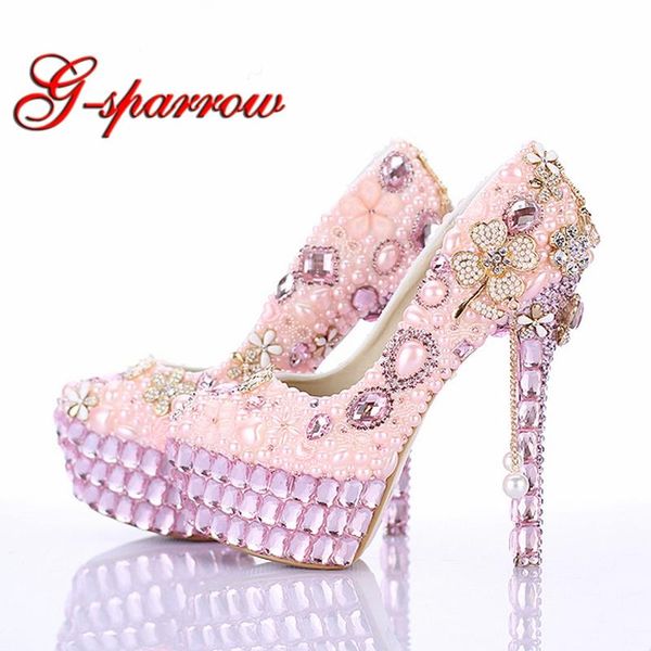 design gorgeous pink pearl wedding shoes platform round toe formal dress shoes handmade charming bridal high heels, Black
design gorgeous pink pearl wedding shoes platform round toe formal dress shoes handmade charming bridal high heels, Black