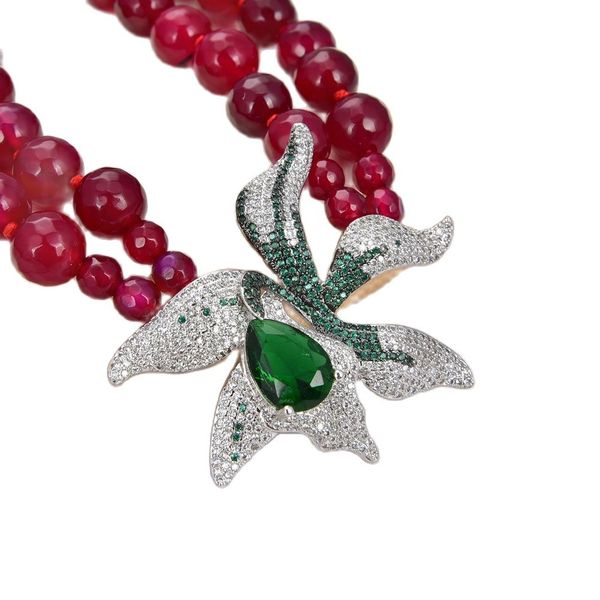 guaiguai jewelry2 rows fuchsia agate stone necklace cz flower pendant handmade for women real gems stone lady fashion jewellery, Silver
guaiguai jewelry2 rows fuchsia agate stone necklace cz flower pendant handmade for women real gems stone lady fashion jewellery, Silver