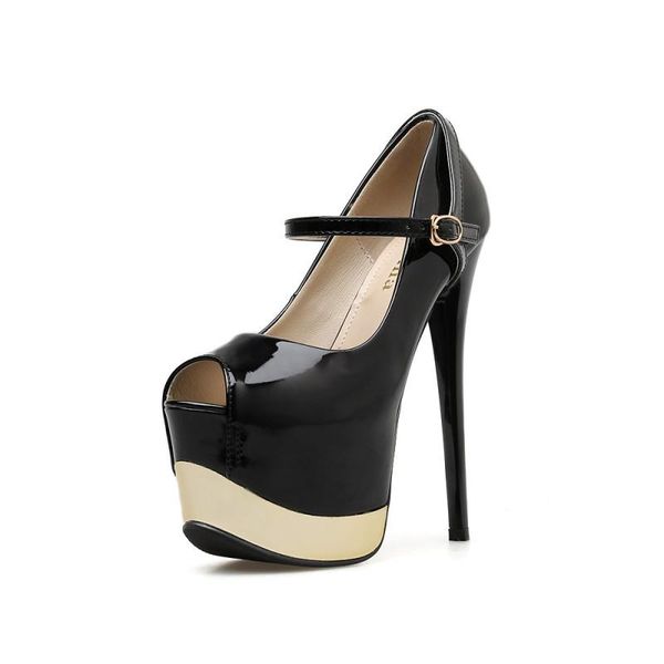 spring and autumn new fashion personality hate day high 17cm fish mouth high heels single shoes with detachable straps, Black
spring and autumn new fashion personality hate day high 17cm fish mouth high heels single shoes with detachable straps, Black