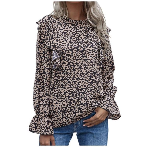 women's t-shirt fashion ladies casual loose leopard printed shirts long sleeve chiffon ruffle pullover elegant #yl10, White
women's t-shirt fashion ladies casual loose leopard printed shirts long sleeve chiffon ruffle pullover elegant #yl10, White