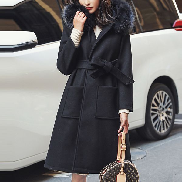 casual long wool blend ladies coat winter black warm women's jacket with fur hood korean womens fashion coat
casual long wool blend ladies coat winter black warm women's jacket with fur hood korean womens fashion coat