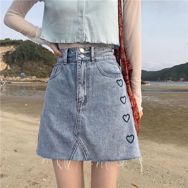 skirts summer korean style high waist denim a-line sweet love heart embroidered skirt women, Black
skirts summer korean style high waist denim a-line sweet love heart embroidered skirt women, Black