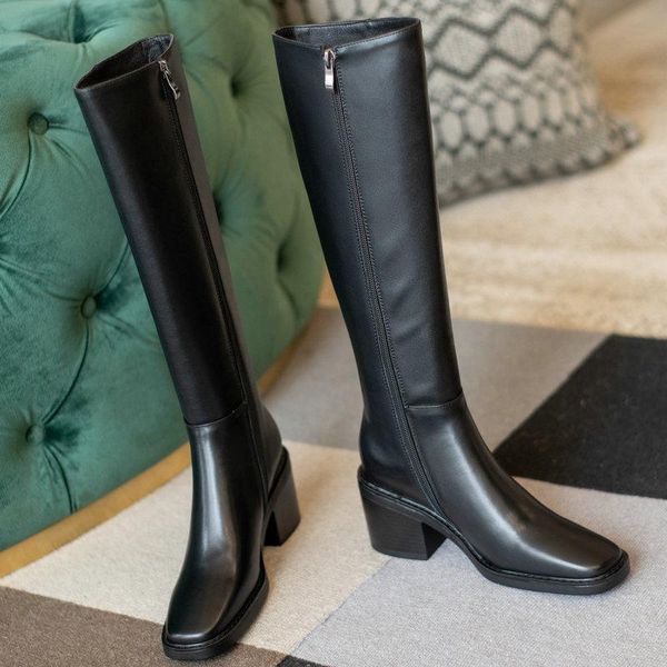 boots fashion slim long shoes woman zipper square toe thick high heels knee 2021 winter genuine leather party basic, Black
boots fashion slim long shoes woman zipper square toe thick high heels knee 2021 winter genuine leather party basic, Black
