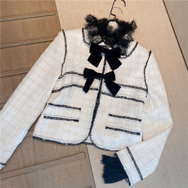 women's jackets 2021 design sense lace collar black and white edging woolen coat women 1018, Black;brown
women's jackets 2021 design sense lace collar black and white edging woolen coat women 1018, Black;brown
