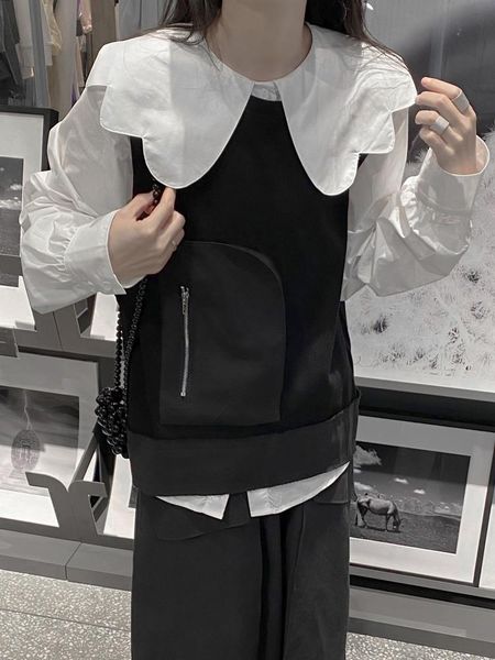women's vests fashion japanese stitching autumn round neck regular pullover vest women loose deconstruction large designer black, Black;white
women's vests fashion japanese stitching autumn round neck regular pullover vest women loose deconstruction large designer black, Black;white