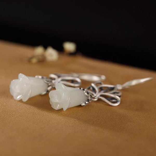 dangle & chandelier original design natural hetian white jade magnolia flower earrings chinese style retro charm women's brand silver j
dangle & chandelier original design natural hetian white jade magnolia flower earrings chinese style retro charm women's brand silver j