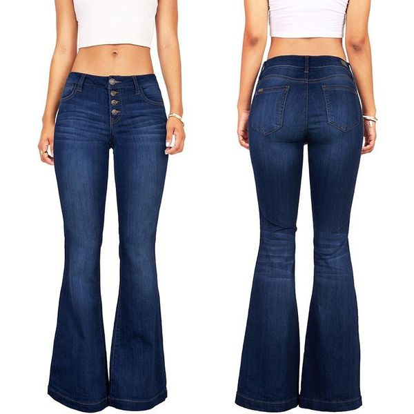 women's jeans women plus size solid wash skinny flared pants for ladies bell bottom female, Blue
women's jeans women plus size solid wash skinny flared pants for ladies bell bottom female, Blue
