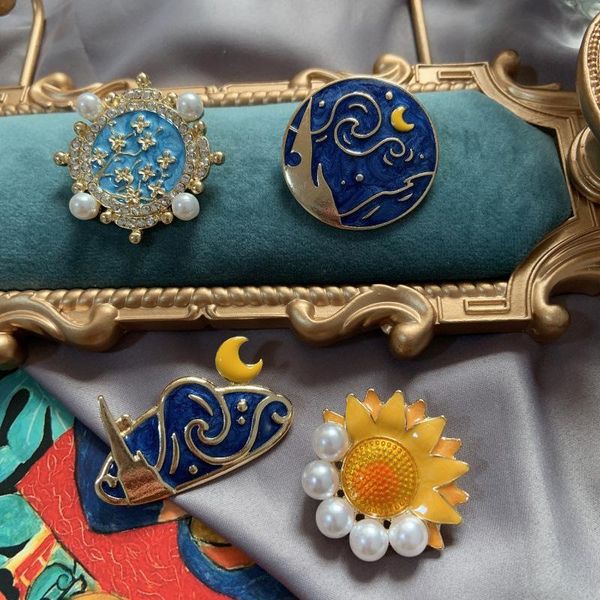 pins, brooches retro starry night sunflower sun and moon rhinestone glaze corsage coat accessories badge gift, Gray
pins, brooches retro starry night sunflower sun and moon rhinestone glaze corsage coat accessories badge gift, Gray
