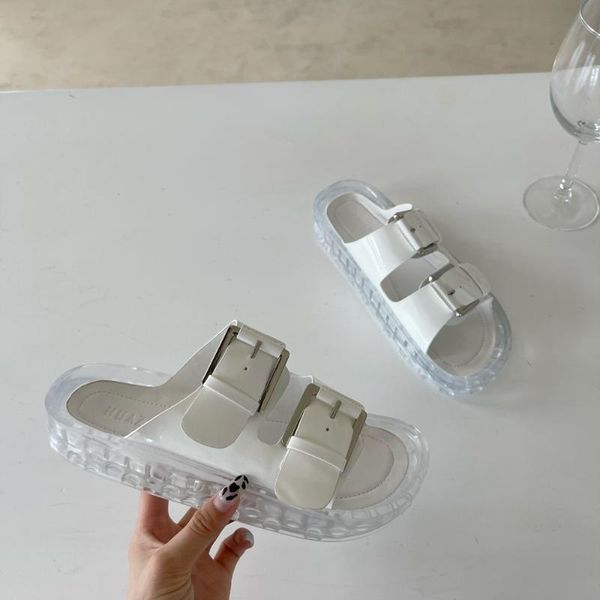 slippers women jelly shoes clear heel flat beach slides buckle strap slip-on sandals thick sole, Black
slippers women jelly shoes clear heel flat beach slides buckle strap slip-on sandals thick sole, Black